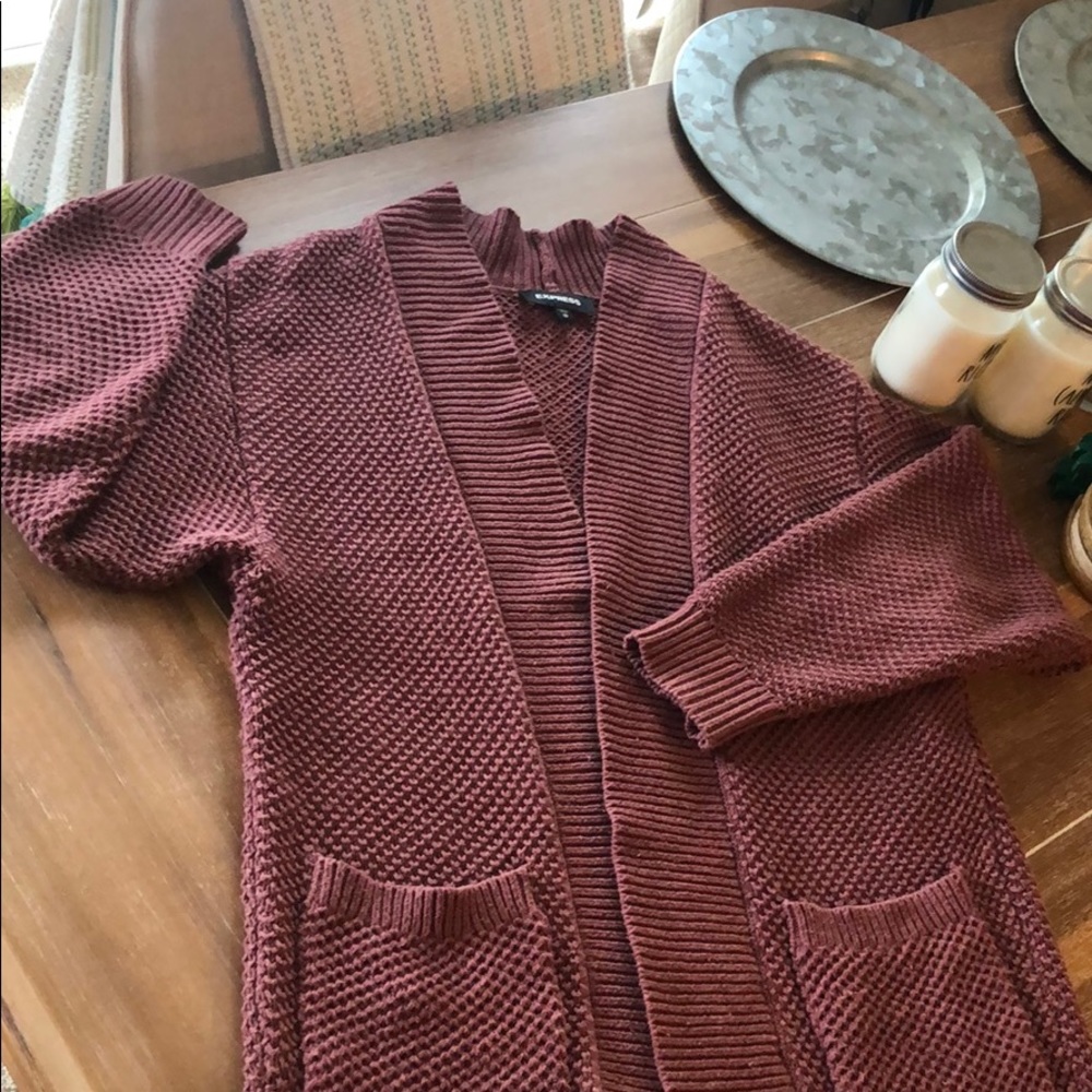 Express mauve pink knit sweater cardigan sz XS - Picture 2 of 6
